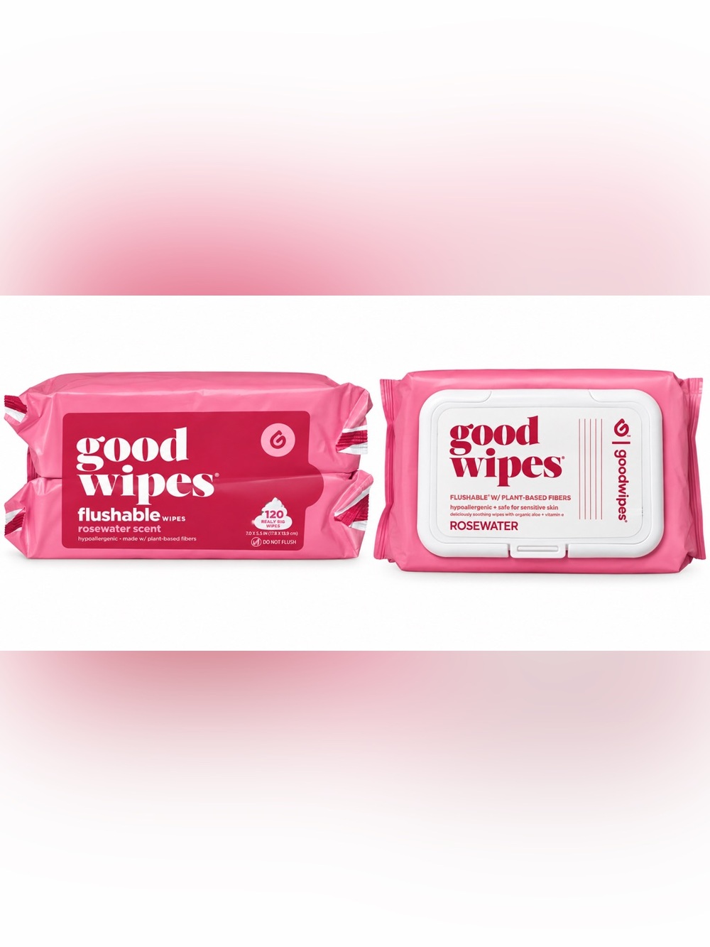 Good Wipes Rosewater Flushable Wipes - Pink